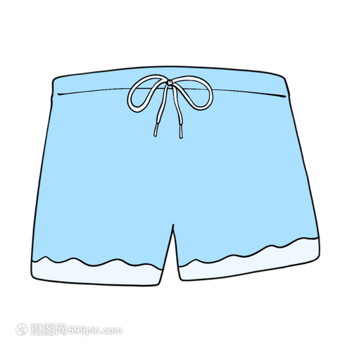 藍(lán)色卡通短褲，旅行水彩剪貼畫中的童趣時(shí)尚